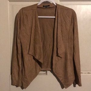 Suede tan long sleeve cardigan